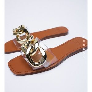 Zara Metal Chain Flat Sandal